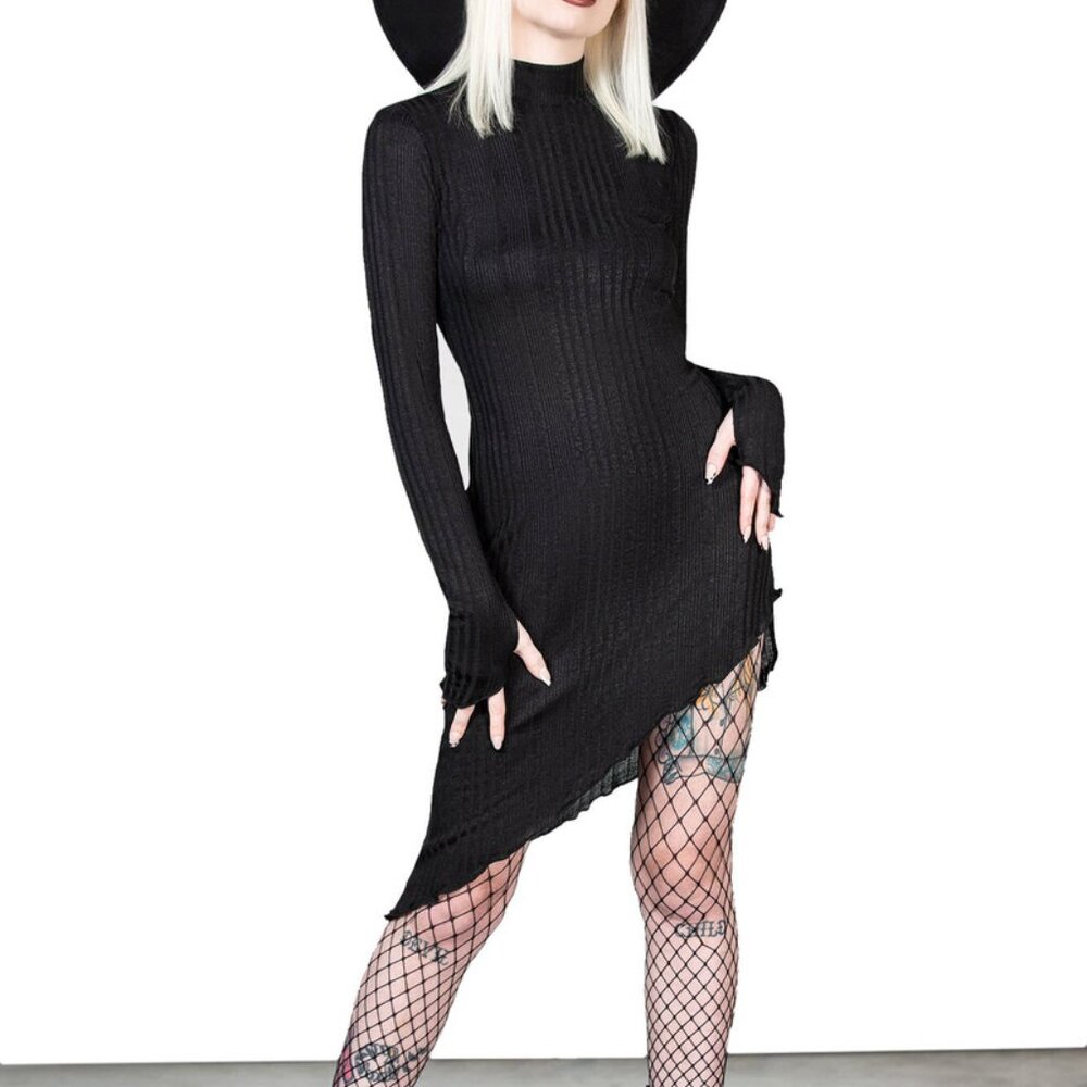 Stone Heart Asymmetric Ribbed bodycon dress